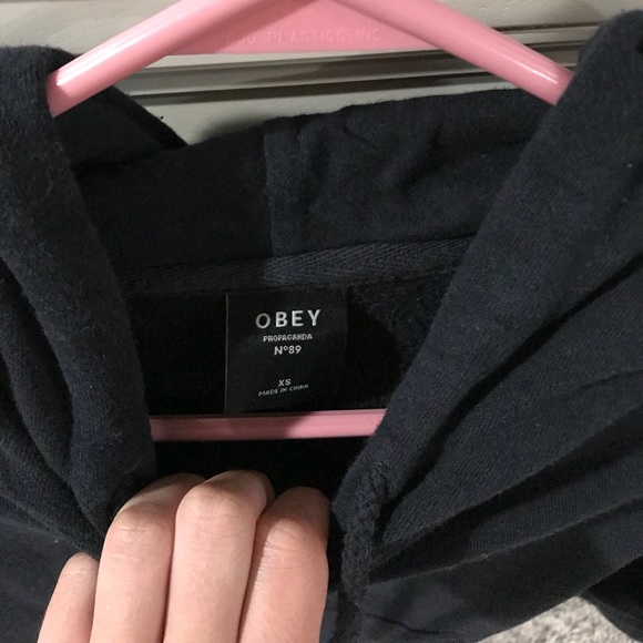 Navy blue womens obey hoodie - Picture 2 of 3